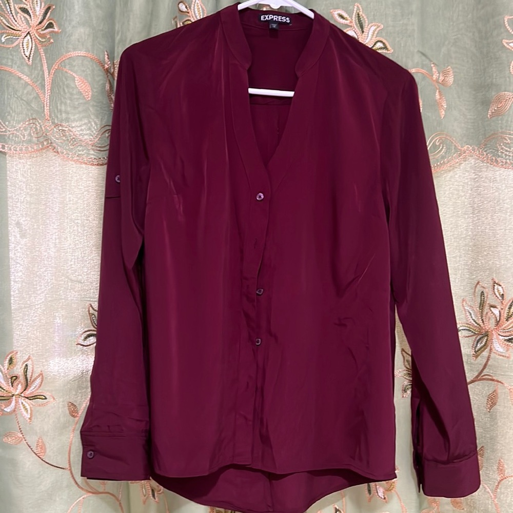 Express maroon lightly worn dress shirt